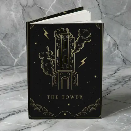 The Tower Tarot Card Gold Black Art