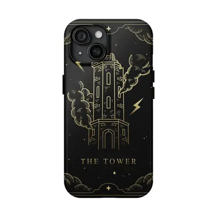 The Tower Tarot Card Gold Black Art