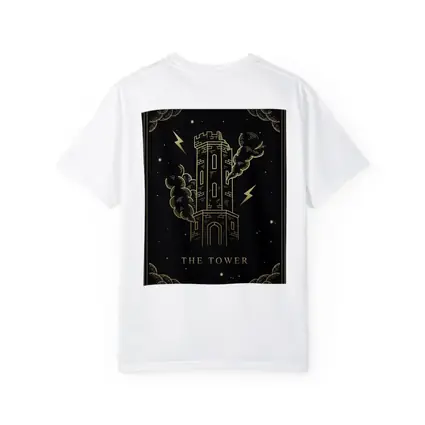 The Tower Tarot Card Gold Black Art