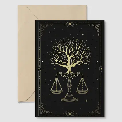 Libra Scale Tree Starry Night Gold
