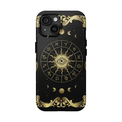 Zodiac Wheel All Seeing Eye Gold Black