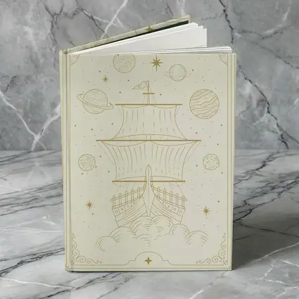 Celestial Sailing Ship Gold Line Art