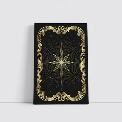 Gold Eight Point Star Black Background