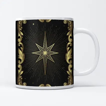 Gold Eight Point Star Black Background