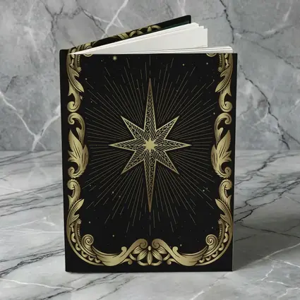 Gold Eight Point Star Black Background