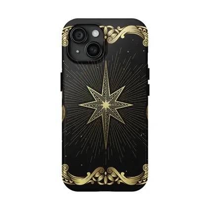 Gold Eight Point Star Black Background