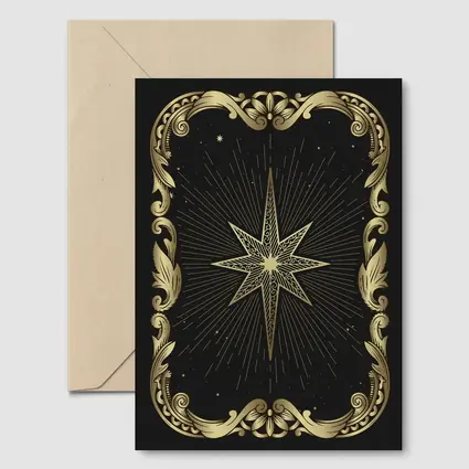 Gold Eight Point Star Black Background