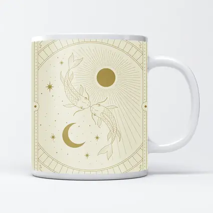 Pisces Koi Fish Sun Moon Gold Art