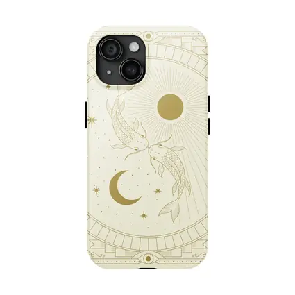 Pisces Koi Fish Sun Moon Gold Art