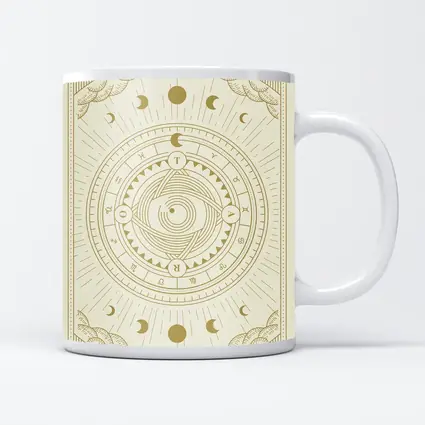 Gold Celestial Zodiac Wheel Mystical Art