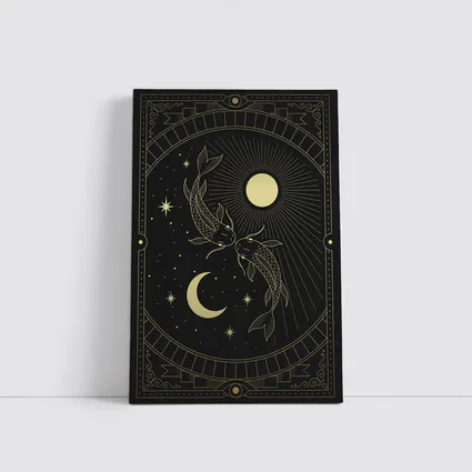Pisces Koi Fish Black Gold Celestial Art