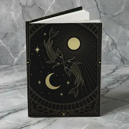 Pisces Koi Fish Black Gold Celestial Art