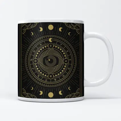 Gold Celestial Moon Phase Mystical Circle Art