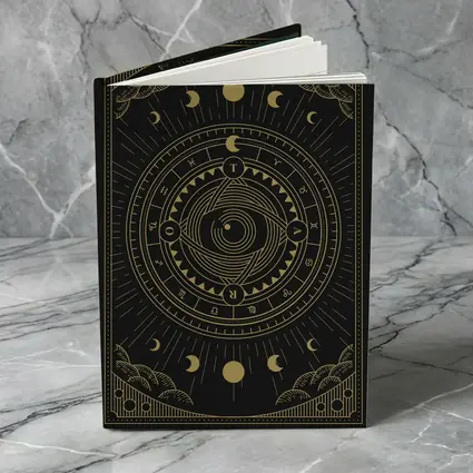 Gold Celestial Moon Phase Mystical Circle Art