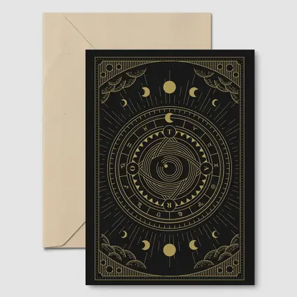 Gold Celestial Moon Phase Mystical Circle Art