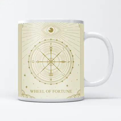 Wheel of Fortune Tarot Card Gold Beige