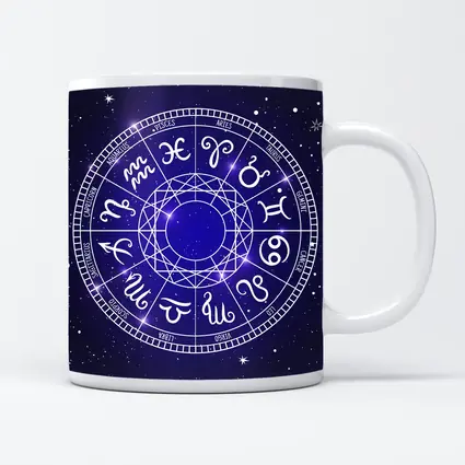 All Zodiac Signs Wheel Dark Blue Sky