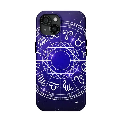 All Zodiac Signs Wheel Dark Blue Sky