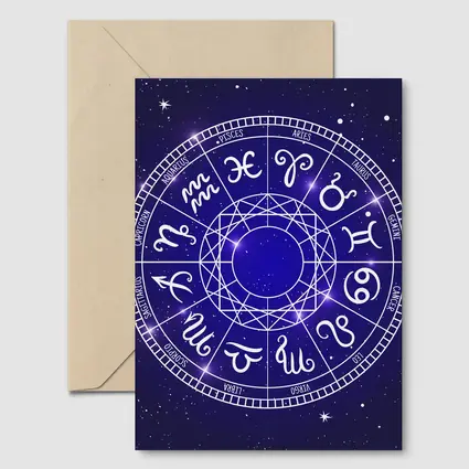 All Zodiac Signs Wheel Dark Blue Sky