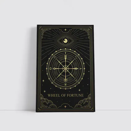 Wheel of Fortune Tarot Card Gold Black