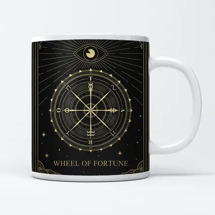 Wheel of Fortune Tarot Card Gold Black
