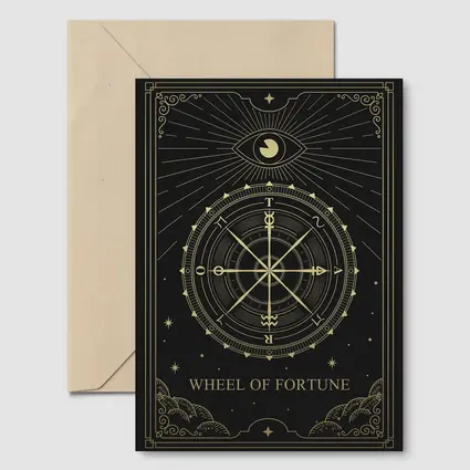 Wheel of Fortune Tarot Card Gold Black