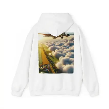Commercial Airplane Flying Over Farmland Clouds