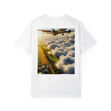 Commercial Airplane Flying Over Farmland Clouds