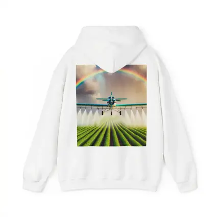 Crop Duster Plane Spraying Green Farm Rainbow
