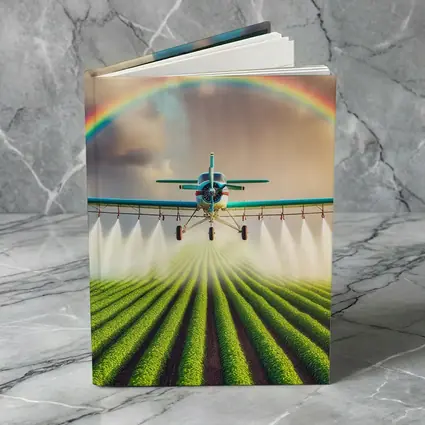 Crop Duster Plane Spraying Green Farm Rainbow