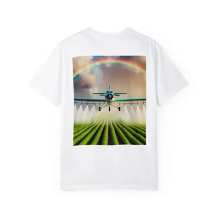 Crop Duster Plane Spraying Green Farm Rainbow