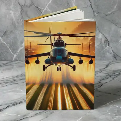 Military Helicopter Flying Over Fields Sunset