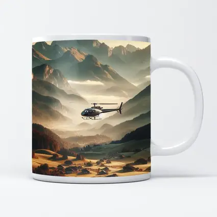 Helicopter Flying Over Alpine Mountain Valley