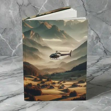 Helicopter Flying Over Alpine Mountain Valley