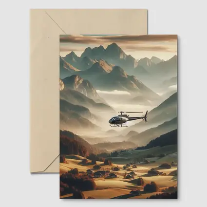 Helicopter Flying Over Alpine Mountain Valley