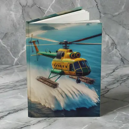 Yellow Green Helicopter Flying Over Ocean