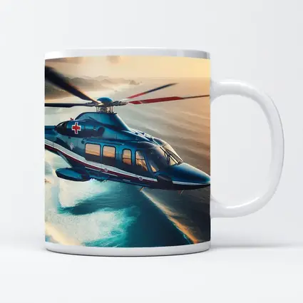 Medical Rescue Helicopter Flying Over Ocean Coast