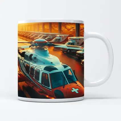 Medical Rescue Helicopter Ambulances Golden Sunset