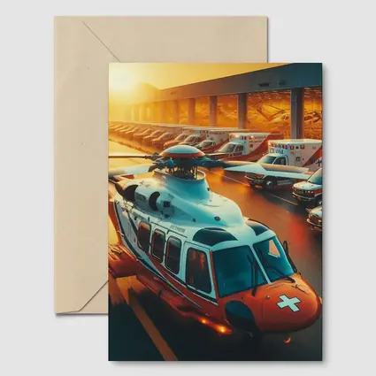 Medical Rescue Helicopter Ambulances Golden Sunset