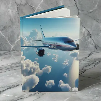 Commercial Airplane Flying Above Sunlit Clouds