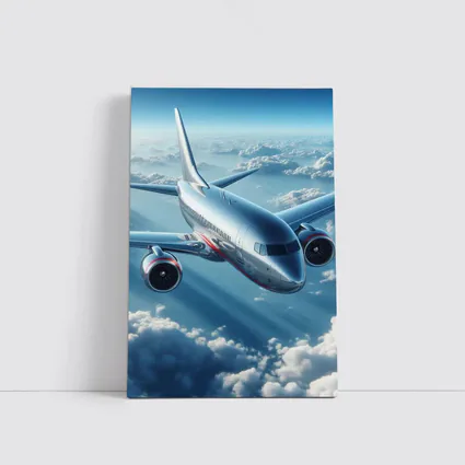 Commercial Jet Airplane Flying Above Clouds