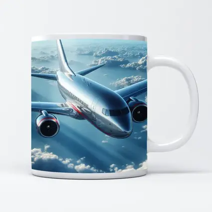 Commercial Jet Airplane Flying Above Clouds
