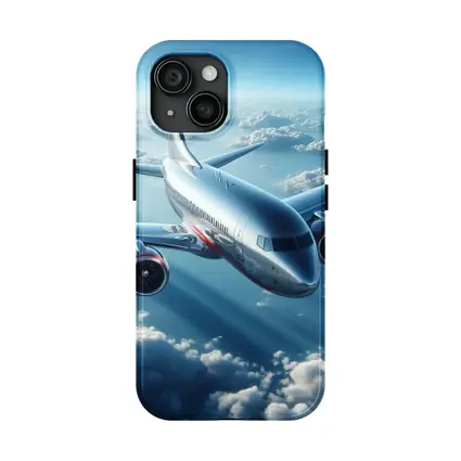 Commercial Jet Airplane Flying Above Clouds