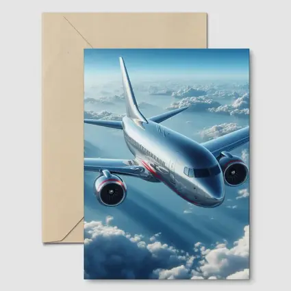 Commercial Jet Airplane Flying Above Clouds