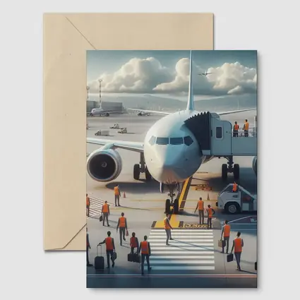 Commercial Airplane Ground Crew Airport Tarmac