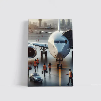 Commercial Airplane Ground Crew Airport Tarmac