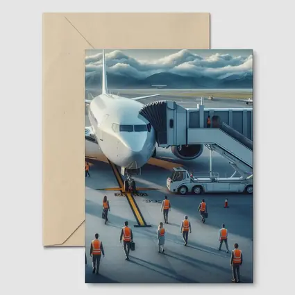 Commercial Airplane Ground Crew Airport Tarmac