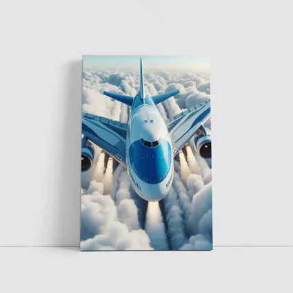 Commercial Airplane Flying Above White Clouds