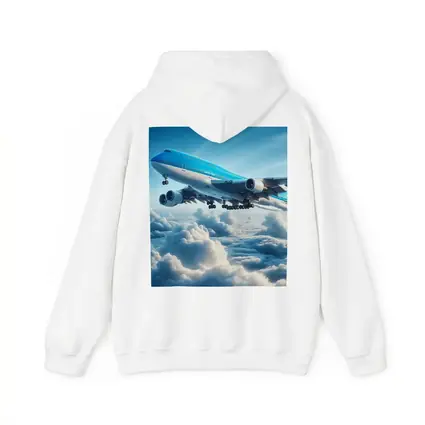 Blue Jumbo Jet Flying Above Clouds