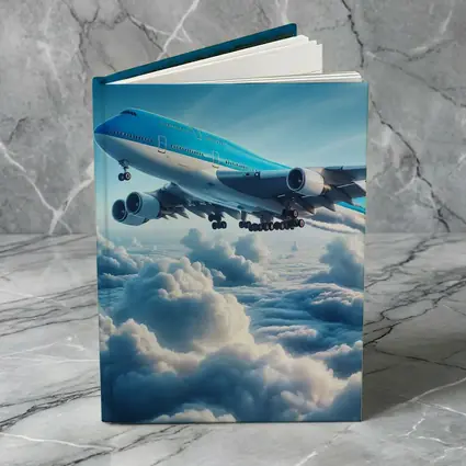 Blue Jumbo Jet Flying Above Clouds